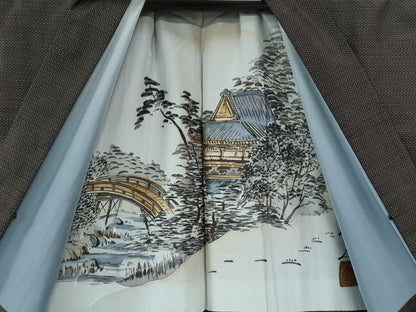 平和屋着物●男性　本場大島紬　アンサンブル　80亀甲　総詰め　キングサイズ　正絹　逸品　CABB4049yc