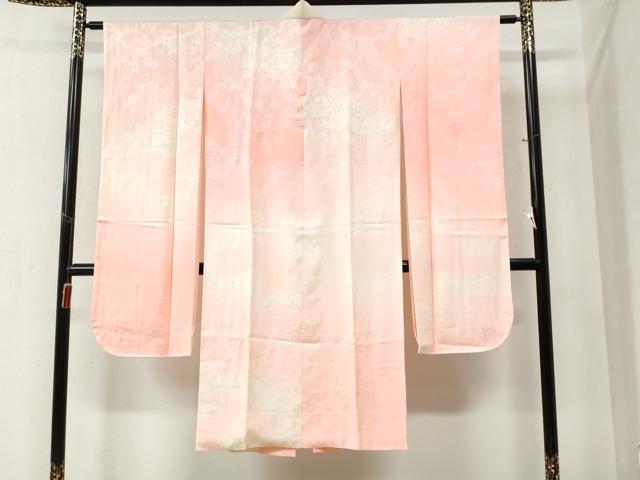 平和屋着物●振袖用長襦袢 袷 雲取り草花地紋 暈し染め 正絹 逸品 CABB4053yc