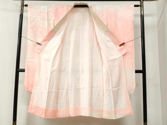 平和屋着物○振袖用長襦袢 袷 雲取り草花地紋 暈し染め 正絹