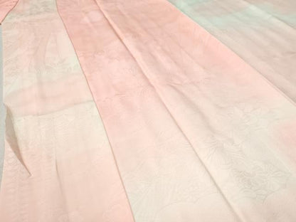 平和屋着物●振袖用長襦袢 袷 雲取り草花地紋 暈し染め 正絹 逸品 CABB4053yc