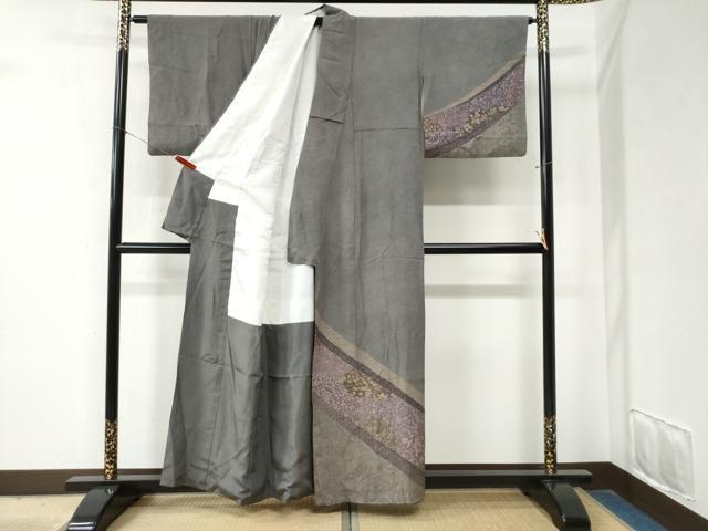 平和屋着物●訪問着 江戸小紋 更紗花唐草文 鮫小紋柄 正絹 逸品 CABB4056yc