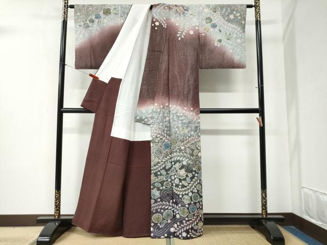 平和屋着物○訪問着 辻が花 絞り 暈し染め 銀通し地 正絹 逸品