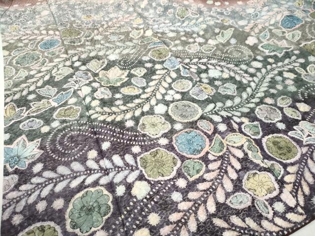 平和屋着物○訪問着 辻が花 絞り 暈し染め 銀通し地 正絹 逸品