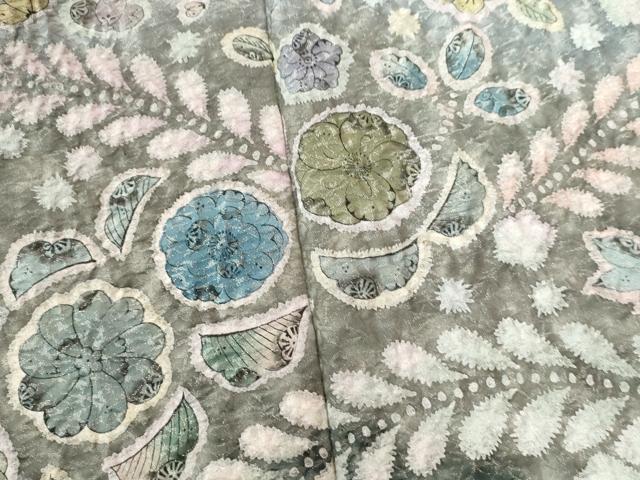 平和屋着物○訪問着 辻が花 絞り 暈し染め 銀通し地 正絹 逸品