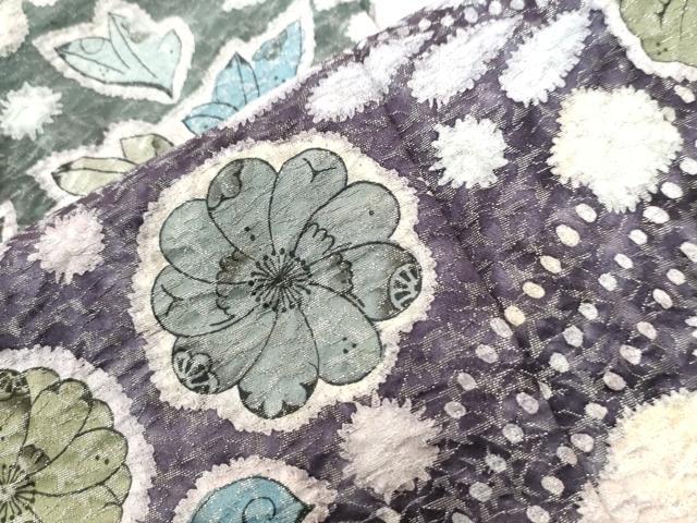 平和屋着物●訪問着　辻が花　絞り　暈し染め　銀通し地　正絹　逸品　CABB4074yc 平和屋着物○訪問着 辻が花 絞り 暈し染め 銀通し地 正絹 逸品