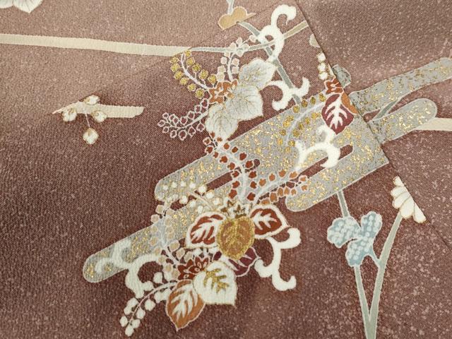 平和屋着物▼訪問着　駒刺繍　エ霞桐花唐草文　暈し染め　金彩　正絹　逸品　CABB4081yc