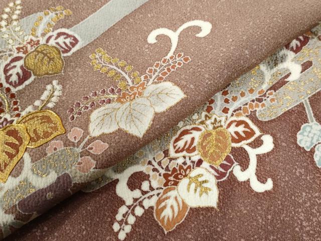 平和屋着物▼訪問着　駒刺繍　エ霞桐花唐草文　暈し染め　金彩　正絹　逸品　CABB4081yc