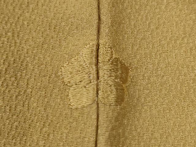 平和屋着物●上質な色無地 吉祥地紋 黄橡色 正絹 逸品 CABB4082yc