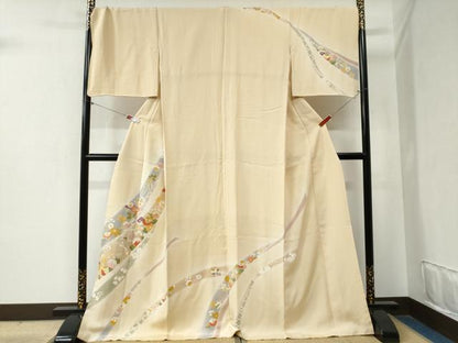 平和屋着物●創業460年・千總　訪問着　駒刺繍　鬘帯吉祥草花文　暈し染め　金彩　ますいわ屋扱い　ロング丈　正絹　逸品　CABB4083yc