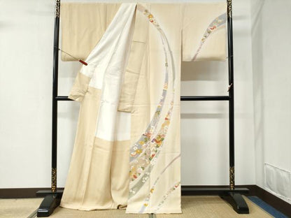 平和屋着物●創業460年・千總　訪問着　駒刺繍　鬘帯吉祥草花文　暈し染め　金彩　ますいわ屋扱い　ロング丈　正絹　逸品　CABB4083yc