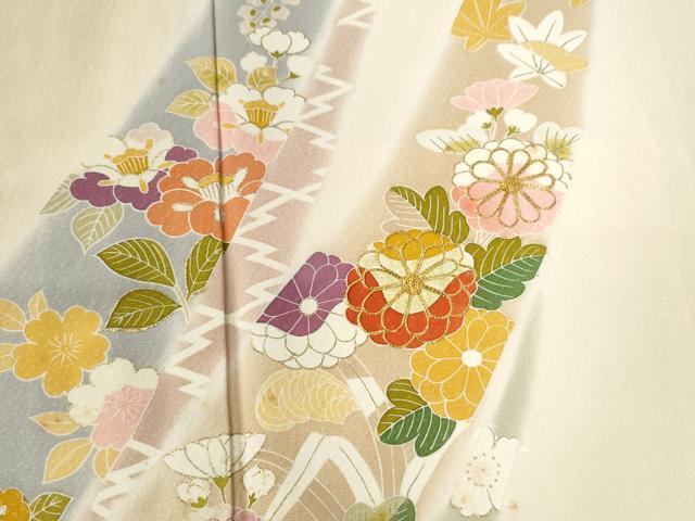 平和屋着物●創業460年・千總　訪問着　駒刺繍　鬘帯吉祥草花文　暈し染め　金彩　ますいわ屋扱い　ロング丈　正絹　逸品　CABB4083yc
