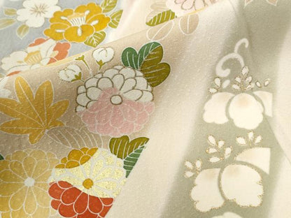 平和屋着物●創業460年・千總　訪問着　駒刺繍　鬘帯吉祥草花文　暈し染め　金彩　ますいわ屋扱い　ロング丈　正絹　逸品　CABB4083yc