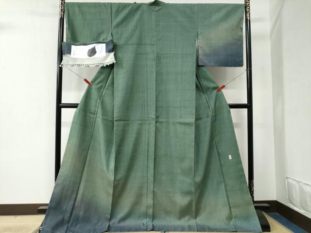 平和屋着物●訪問着　本場真綿絢結城紬　作家物　繧絢ぼかし　草木染　反端付き　ロング丈　正絹　逸品　未使用　CABB4087yc 平和屋着物○訪問着 本場真綿絢結城紬 作家物 繧絢ぼかし 草木染