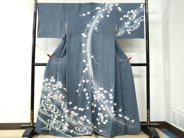 平和屋着物●訪問着　絞り　流水葡萄蔦の葉文　三越扱い　正絹　逸品　CABB4095yc 平和屋着物○訪問着 絞り 流水葡萄蔦の葉文 三越扱い 正絹