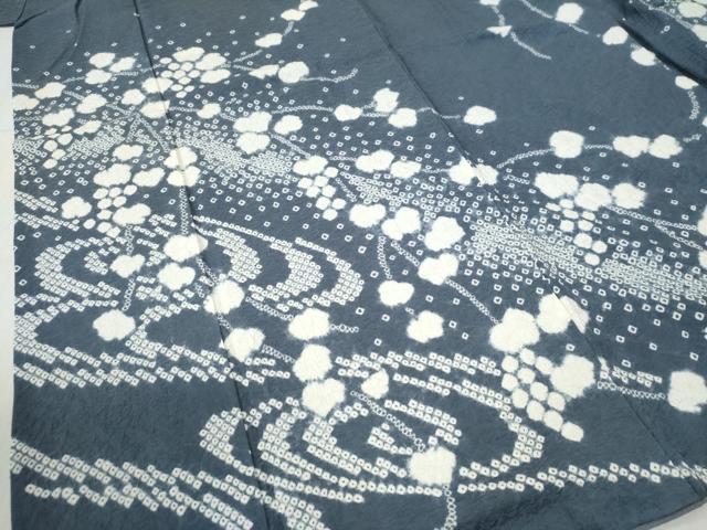 平和屋着物○訪問着 絞り 流水葡萄蔦の葉文 三越扱い 正絹