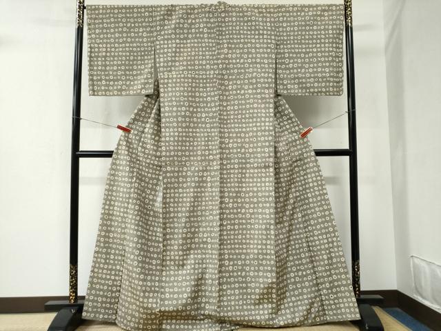 平和屋着物○上質な小紋 紬地 幾何学文様 正絹 逸品 CABB4098yc