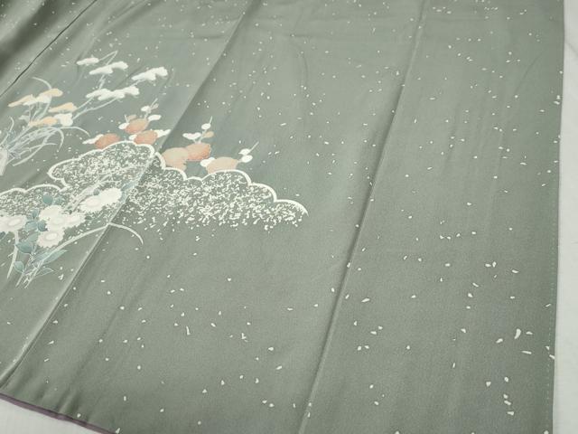 平和屋着物●訪問着　刺繍　雲取り松竹梅風景文　金糸　正絹　逸品　CABB4101yc
