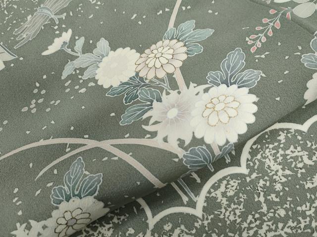 平和屋着物●訪問着　刺繍　雲取り松竹梅風景文　金糸　正絹　逸品　CABB4101yc