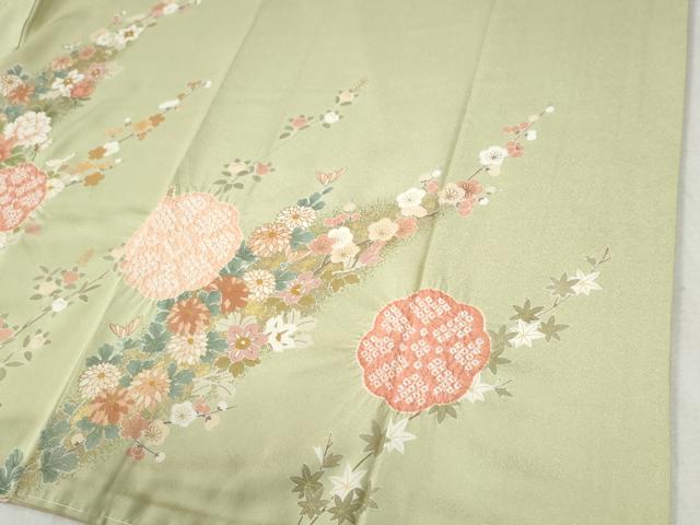 平和屋着物○訪問着 駒刺繍 絞り 牡丹花文 暈し染め 金彩