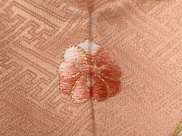 平和屋着物●訪問着　駒刺繍　雪輪枝橘花文　金彩　正絹　逸品　CABB4129yc