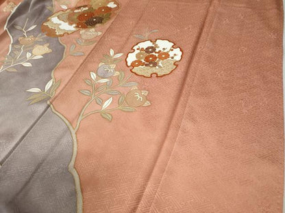 平和屋着物●訪問着　駒刺繍　雪輪枝橘花文　金彩　正絹　逸品　CABB4129yc