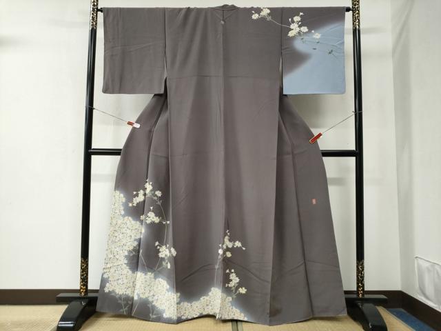 平和屋着物●十日町　加賀草木友禅の第一人者　田村哲彦　訪問着　枝花文　暈し染め　正絹　逸品　CABB4133yc
