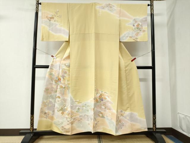 平和屋着物●創業460年・千總　訪問着　駒刺繍　吉祥草花文　金彩　高島屋扱い　正絹　逸品　CABB4134yc
