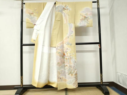 平和屋着物●創業460年・千總　訪問着　駒刺繍　吉祥草花文　金彩　高島屋扱い　正絹　逸品　CABB4134yc