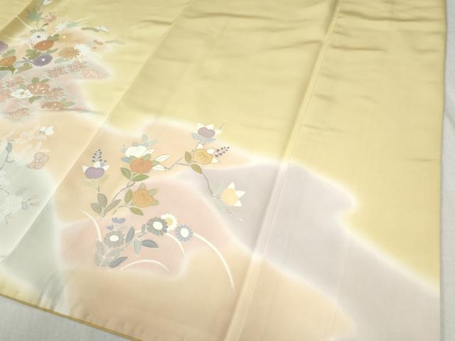 平和屋着物●創業460年・千總　訪問着　駒刺繍　吉祥草花文　金彩　高島屋扱い　正絹　逸品　CABB4134yc