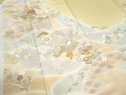 平和屋着物●創業460年・千總　訪問着　駒刺繍　吉祥草花文　金彩　高島屋扱い　正絹　逸品　CABB4134yc