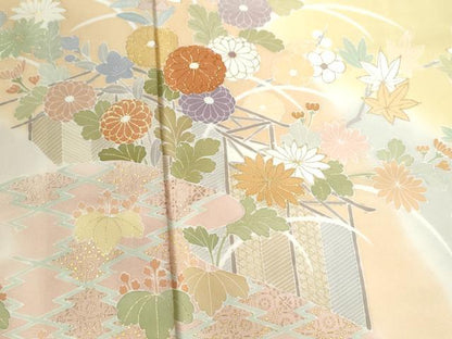 平和屋着物●創業460年・千總　訪問着　駒刺繍　吉祥草花文　金彩　高島屋扱い　正絹　逸品　CABB4134yc