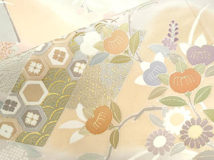 平和屋着物●創業460年・千總　訪問着　駒刺繍　吉祥草花文　金彩　高島屋扱い　正絹　逸品　CABB4134yc