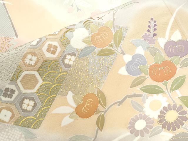 平和屋着物●創業460年・千總　訪問着　駒刺繍　吉祥草花文　金彩　高島屋扱い　正絹　逸品　CABB4134yc