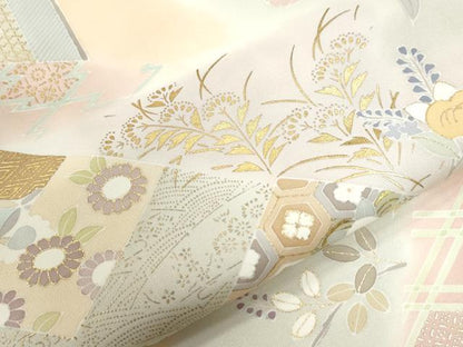 平和屋着物●創業460年・千總　訪問着　駒刺繍　吉祥草花文　金彩　高島屋扱い　正絹　逸品　CABB4134yc
