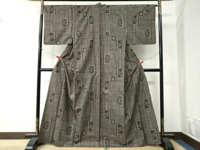 平和屋着物●本場大島紬　7マルキ　短冊重ね吉祥文　正絹　逸品　CABE8410ycm
