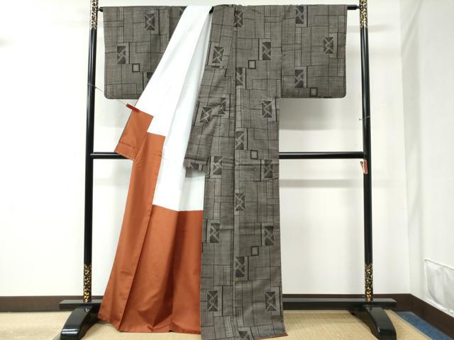 平和屋着物●本場大島紬　7マルキ　短冊重ね吉祥文　正絹　逸品　CABE8410ycm