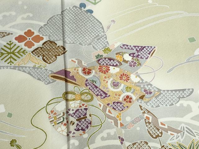 平和屋着物●訪問着　立波扇面吉祥花文　暈し染め　金彩　正絹　逸品　CABB4152yc