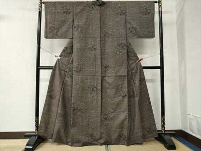 平和屋着物●本場大島紬　7マルキ　遠山草花文　正絹　逸品　CABB4176yc