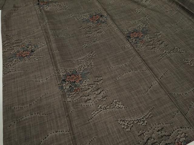 平和屋着物○本場大島紬 7マルキ 遠山草花文 正絹 逸品 CABB4176yc