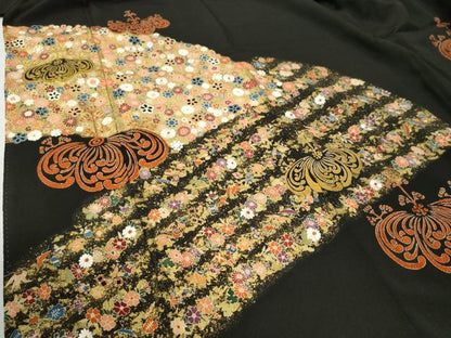 平和屋着物●豪華黒留袖 作家物 刺繍 桐草花文 ラメ糸 金彩 正絹 逸品 CABB4186yc