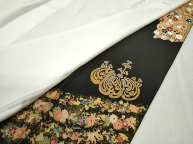 平和屋着物●豪華黒留袖 作家物 刺繍 桐草花文 ラメ糸 金彩 正絹 逸品 CABB4186yc