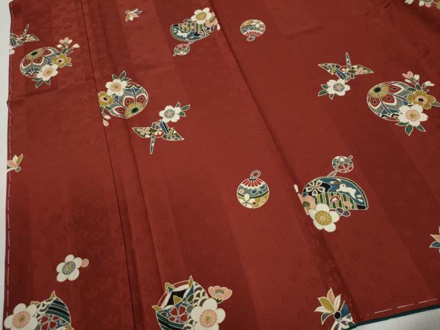 平和屋着物●豪華振袖　兎　簪　毬折り鶴梅花文　金彩　京都きもの友禅扱い　正絹　逸品　未使用　CABB4193yc