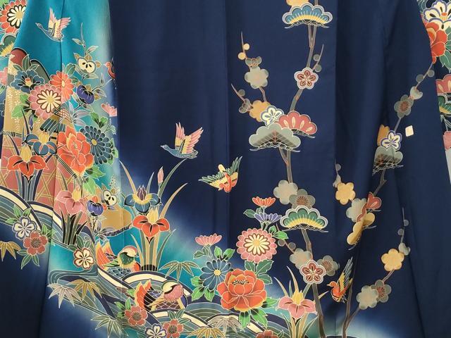 平和屋着物○手ざし京紅型染・宮崎紅型 宮崎良次 振袖 飛