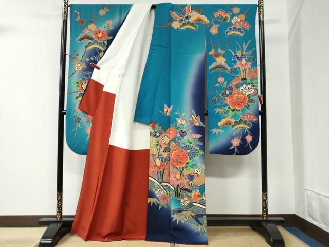 D371 振袖　宮崎良次　手差し紅型　正絹　着物　袷　美品 D371 振袖 宮崎良次 手差し紅型 正絹 着物 袷 美品 - メルカリ