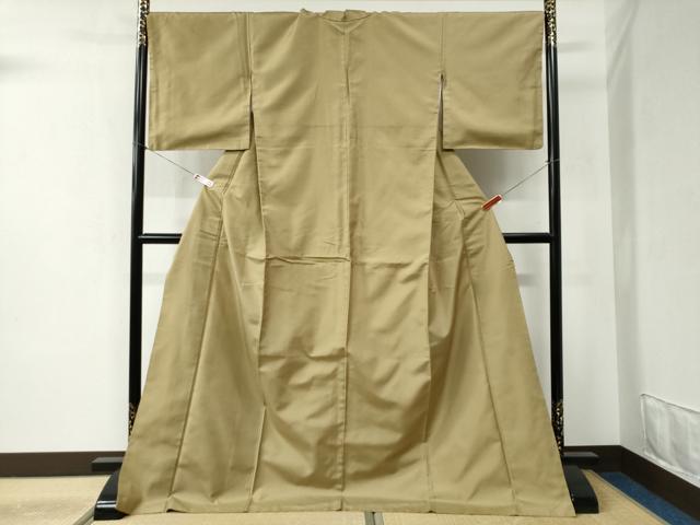 袷　紬　正絹 平和屋着物○上質な紬 色無地 桑染色 ロング丈 正絹 逸品 CABB4206yc