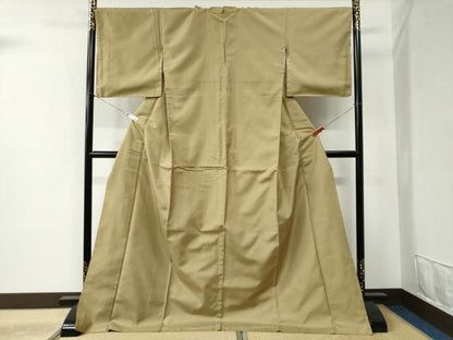 平和屋着物●上質な紬 色無地 桑染色 ロング丈 正絹 逸品 CABB4206yc