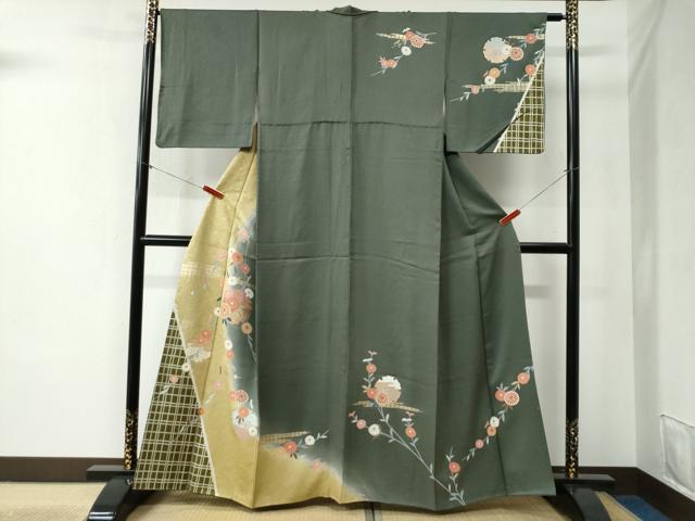 正絹✿訪問着　吉祥扇　暈し染め　金彩　袷 正絹 ✿吉祥扇 暈し染め金彩訪問着 袷