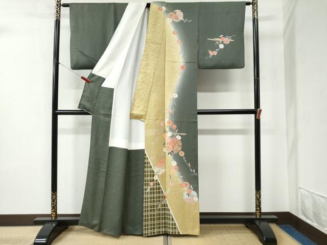 平和屋着物●訪問着 雪輪霞吉祥枝菊文 暈し染め 金彩 正絹 逸品 CABB4214yc