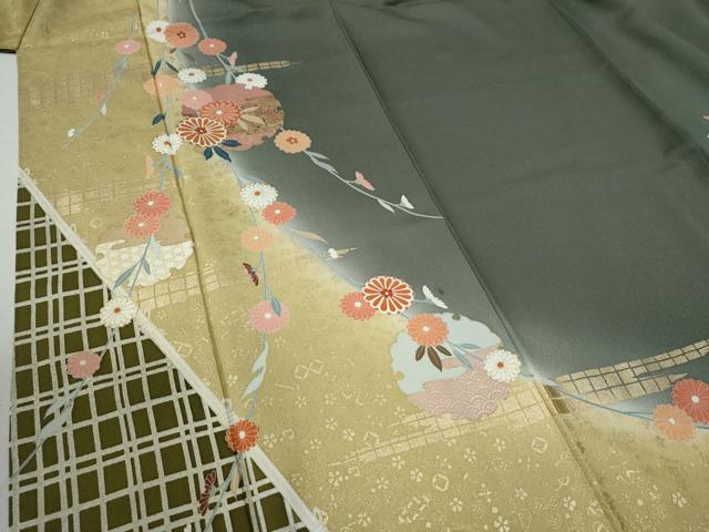 平和屋着物○訪問着 雪輪霞吉祥枝菊文 暈し染め 金彩