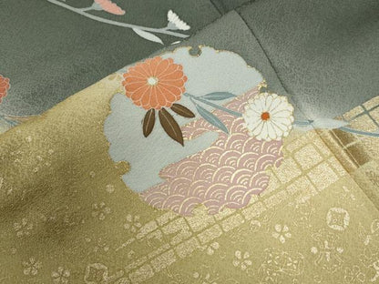 平和屋着物●訪問着 雪輪霞吉祥枝菊文 暈し染め 金彩 正絹 逸品 CABB4214yc